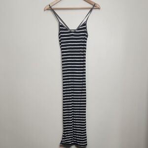 Stem Striped Black and White Maxi Dress V Neck - Size XXS